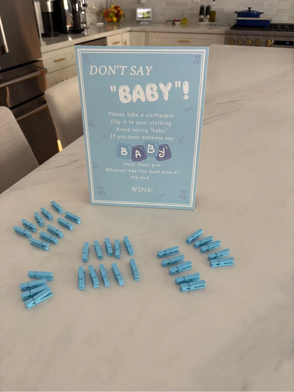 Blue Mini Clothespins for Baby Shower Games - Home Party Supplies with 34 pins